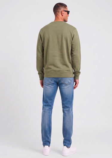 Aquascutum Pullover Check shoulder crewneck fleece - army green