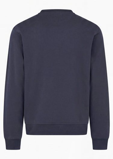 Aquascutum Pullover Check shoulder crewneck fleece - navy