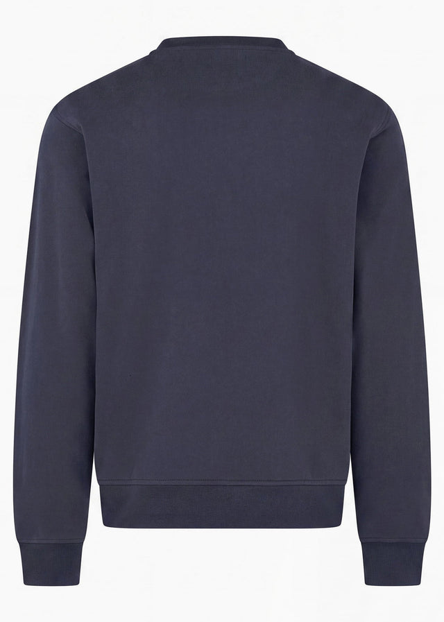 Aquascutum Pullover Check shoulder crewneck fleece - navy
