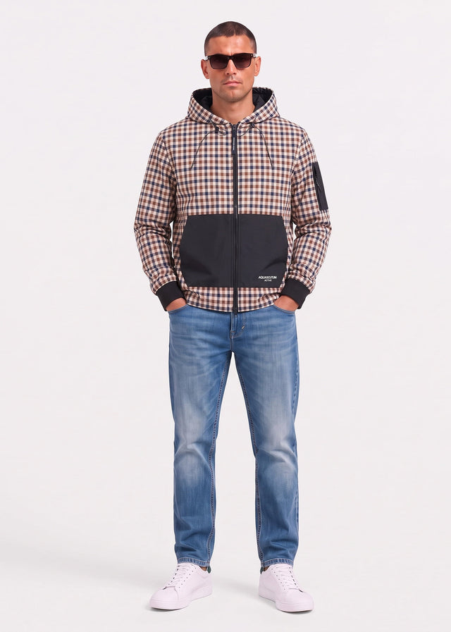 Aquascutum Sweatjacken Check full zip stretch fleece - black