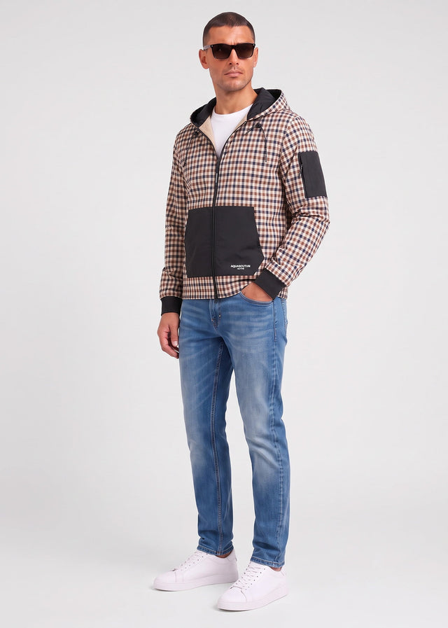 Aquascutum Sweatjacken Check full zip stretch fleece - black