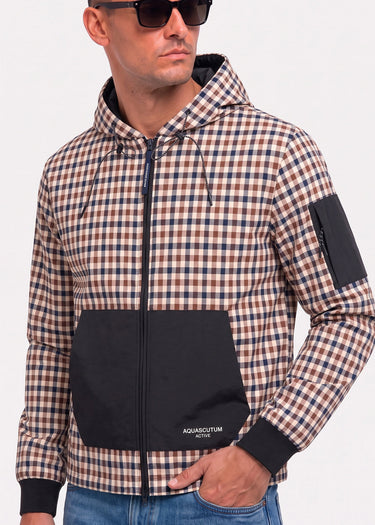 Aquascutum Sweatjacken Check full zip stretch fleece - black