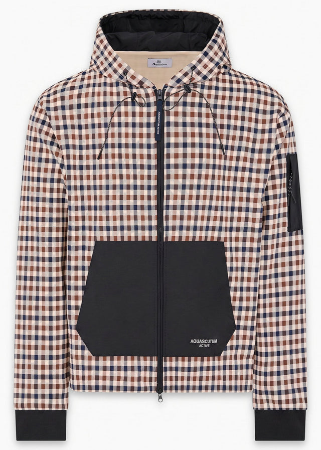 Aquascutum Sweatjacken Check full zip stretch fleece - black