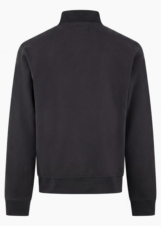 Aquascutum Pullover Check shoulder quarter zip fleece - black