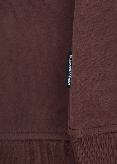 Aquascutum Pullover Check shoulder quarter zip fleece - chocolate
