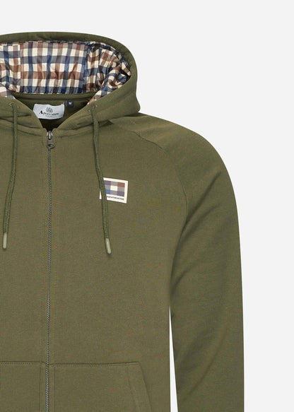 Aquascutum Hoodies Active patch fz raglan hoodie - army green