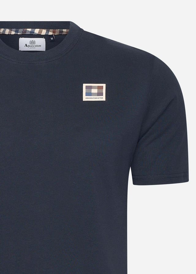 Aquascutum T-Shirts Active club check patch t-shirt - navy