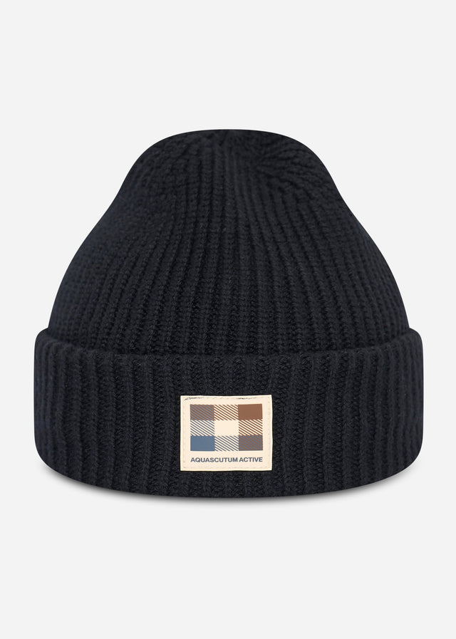 Aquascutum Mützen Active roll beanie - black