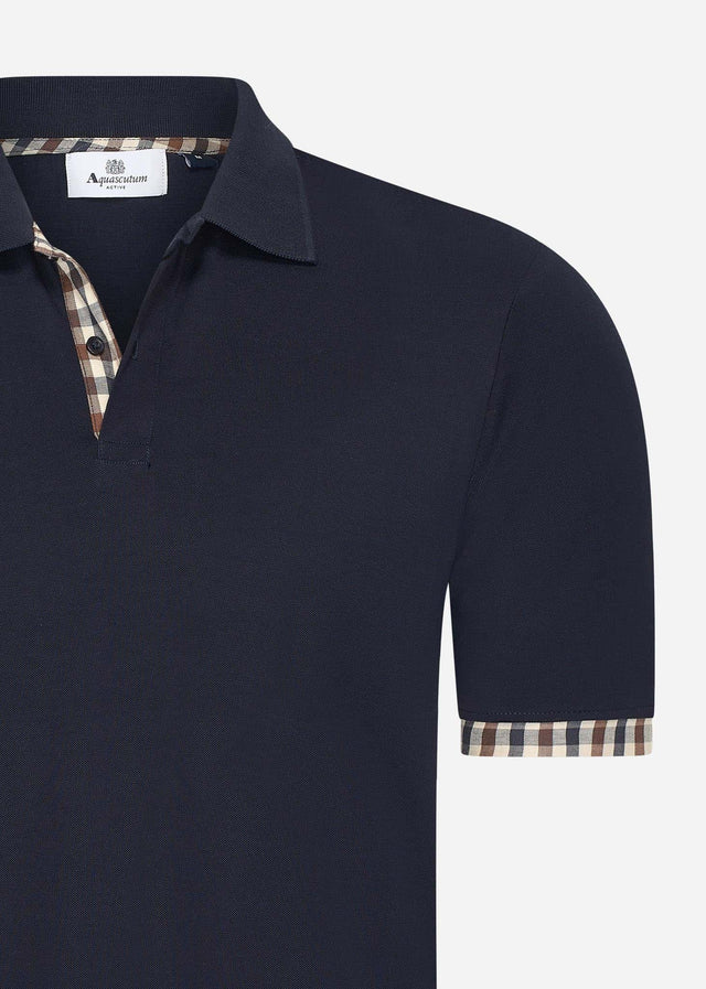 Aquascutum Poloshirts Active supima club check sleeves polo - navy