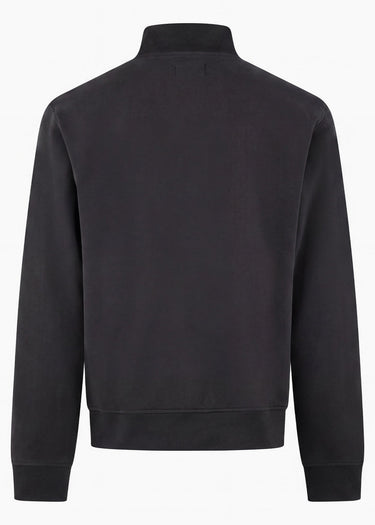 Aquascutum Pullover Check shoulder quarter zip fleece - black