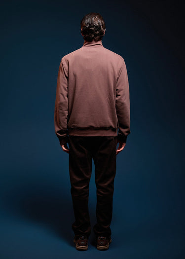 Aquascutum Pullover Check shoulder quarter zip fleece - chocolate