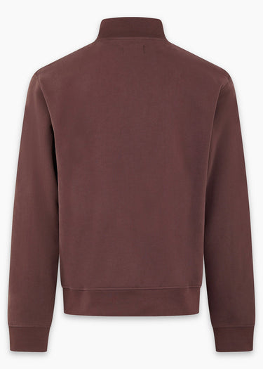 Aquascutum Pullover Check shoulder quarter zip fleece - chocolate