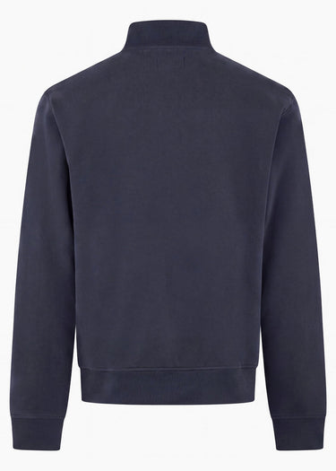Aquascutum Pullover Check shoulder quarter zip fleece - navy