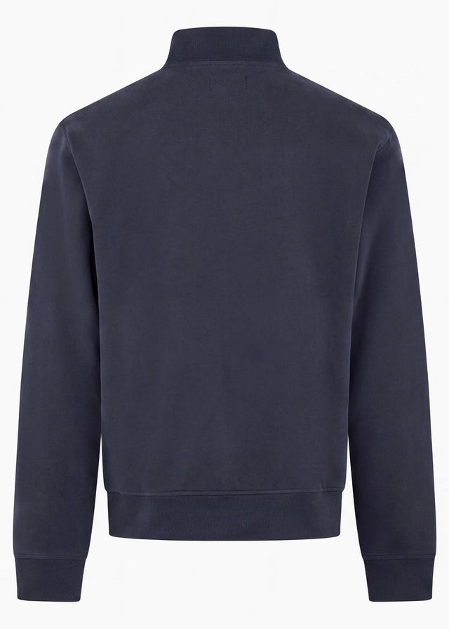 Aquascutum Pullover Check shoulder quarter zip fleece - navy