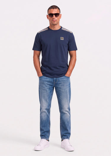 Aquascutum T-Shirts Check shoulder t-shirt - navy