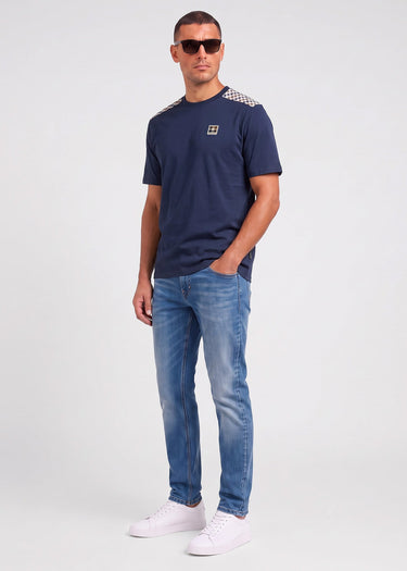 Aquascutum T-Shirts Check shoulder t-shirt - navy