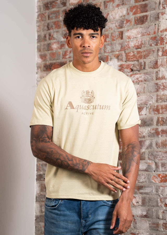 Aquascutum T-Shirts Big logo t-shirt - beige