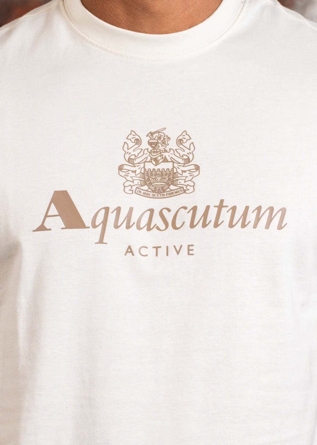 Aquascutum T-Shirts Big logo t-shirt - old white