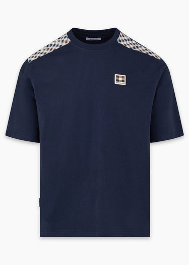 Aquascutum T-Shirts Check shoulder t-shirt - navy
