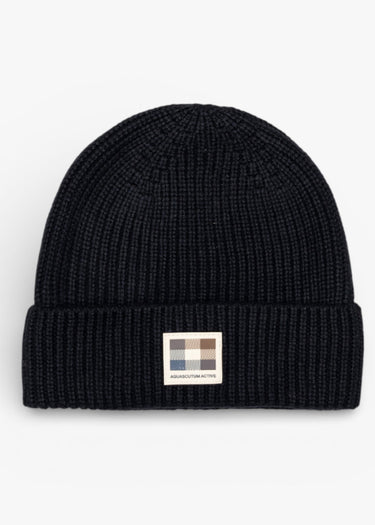 Aquascutum Mützen Rubber patch beanie - black
