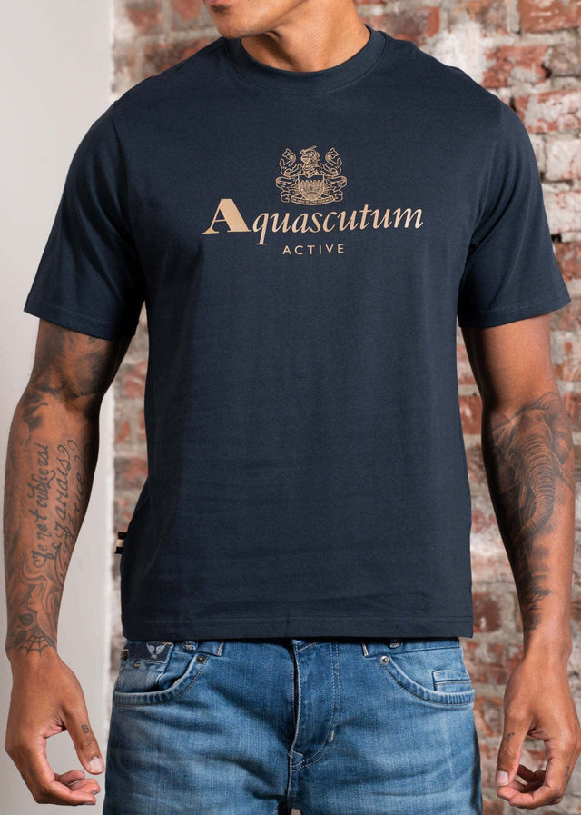 Aquascutum T-Shirts Big logo t-shirt - navy