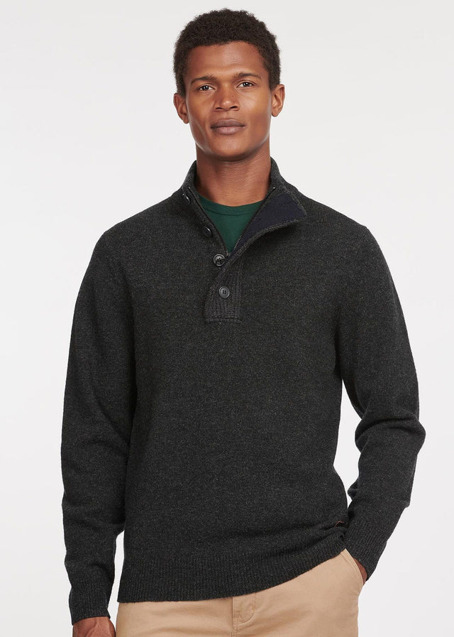 Barbour Pullover  Essential patch half zip knitted jumper - charcoal 