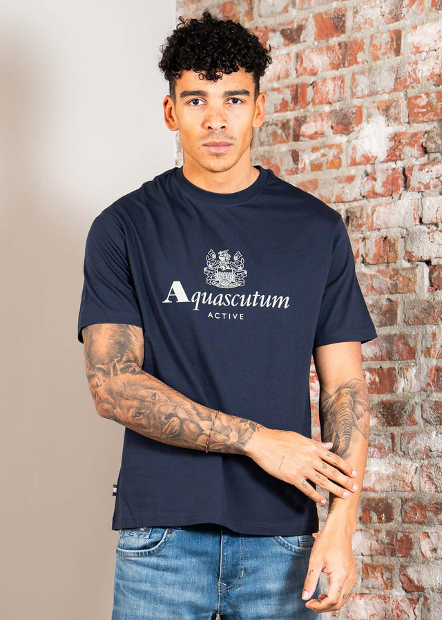 Aquascutum T-Shirts Big logo t-shirt - navy