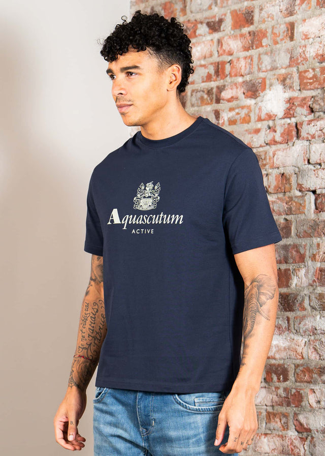 Aquascutum T-Shirts Big logo t-shirt - navy