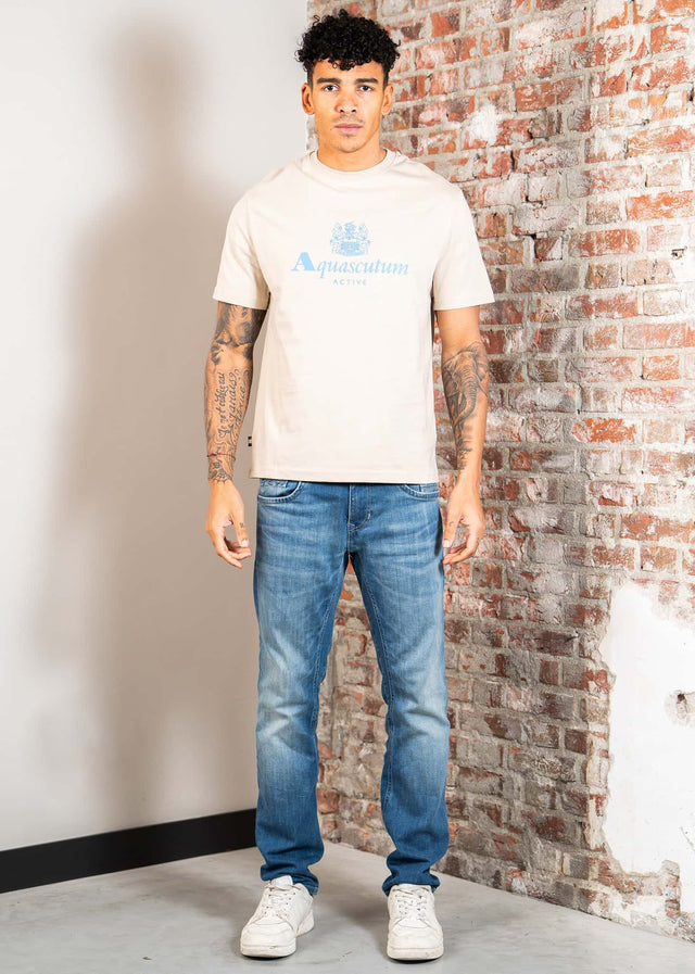 Aquascutum T-Shirts Big logo t-shirt - stone