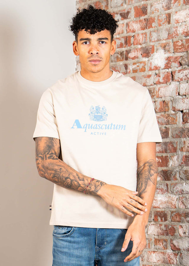 Aquascutum T-Shirts Big logo t-shirt - stone