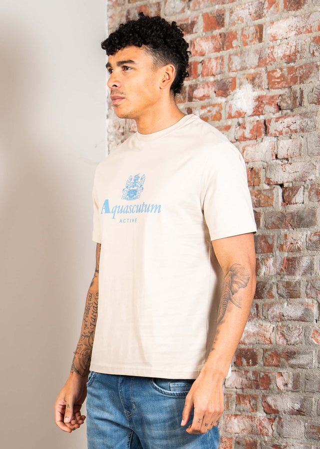 Aquascutum T-Shirts Big logo t-shirt - stone