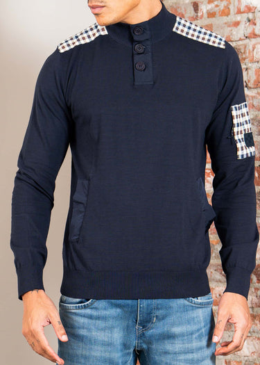 Aquascutum Truien Lamina pocket mockneck - navy
