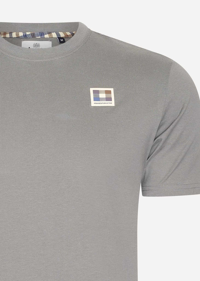 Aquascutum T-Shirts Active club check patch t-shirt - charcoal