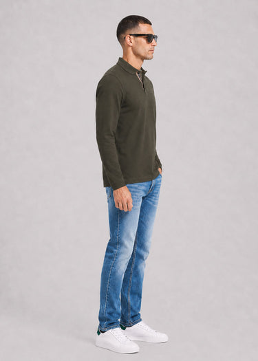 Barbour Polo's Barbour essential ls tartan pique polo shirt - forest