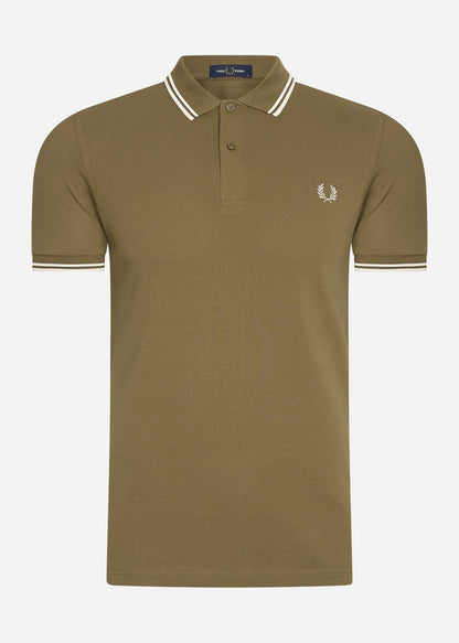 Fred Perry Polo's  Twin tipped Fred Perry shirt - shaded stone snow white ecru 