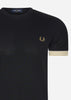 Fred Perry T-shirts  Striped cuff t-shirt - black 