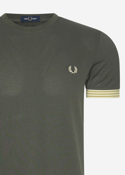 Fred Perry T-shirts  Striped cuff t-shirt - field green 