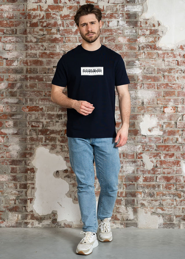 Napapijri T-Shirts S box logo - blu marine