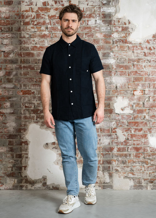 Farah Hemden Fleet check ss bd - true navy