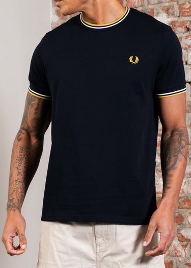 Fred Perry T-shirts Twin tipped t-shirt - navy ecru honeycomb