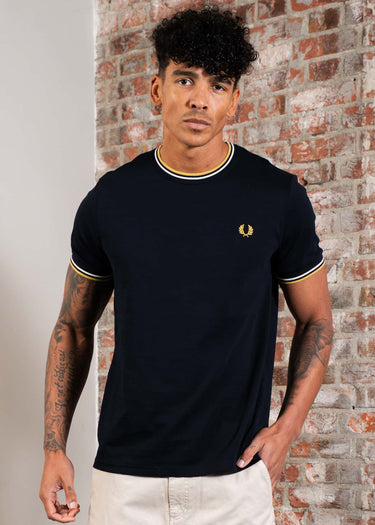 Fred Perry T-shirts Twin tipped t-shirt - navy ecru honeycomb