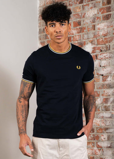 Fred Perry T-shirts Twin tipped t-shirt - navy ecru honeycomb