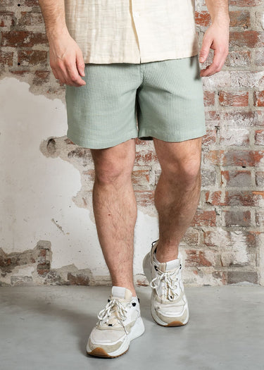 Farah Korte Broeken Redwald textured waffle short - grove green