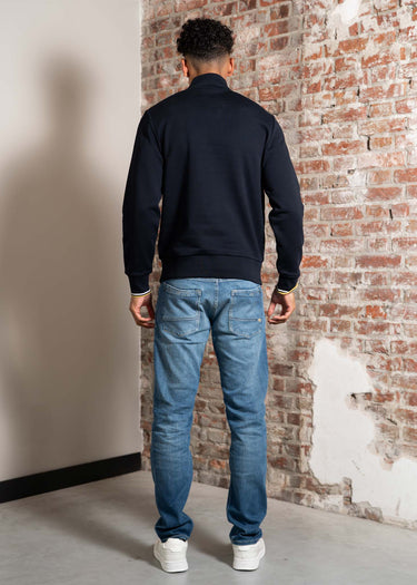 Fred Perry Truien Half zip sweat-shirt - navy ecru honeycomb