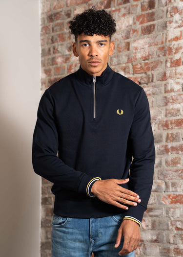 Fred Perry Truien Half zip sweat-shirt - navy ecru honeycomb