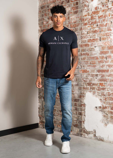 Armani Exchange T-shirts Slim fit jersey t-shirt with logo - navy
