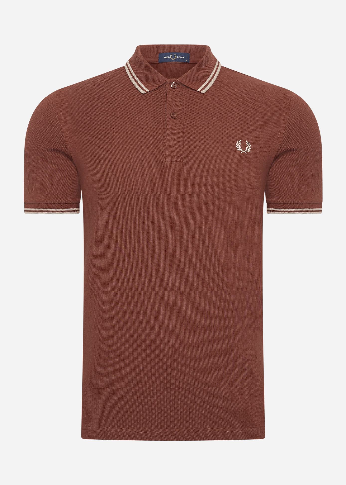 Fred Perry Polo's  Twin tipped fred perry shirt - whisky brown porridge marl porridge marl 