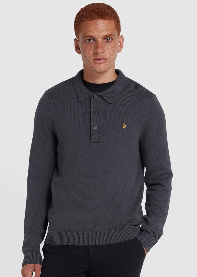 Farah Pullover  Sweater hamlet knit ls polo - charcoal 