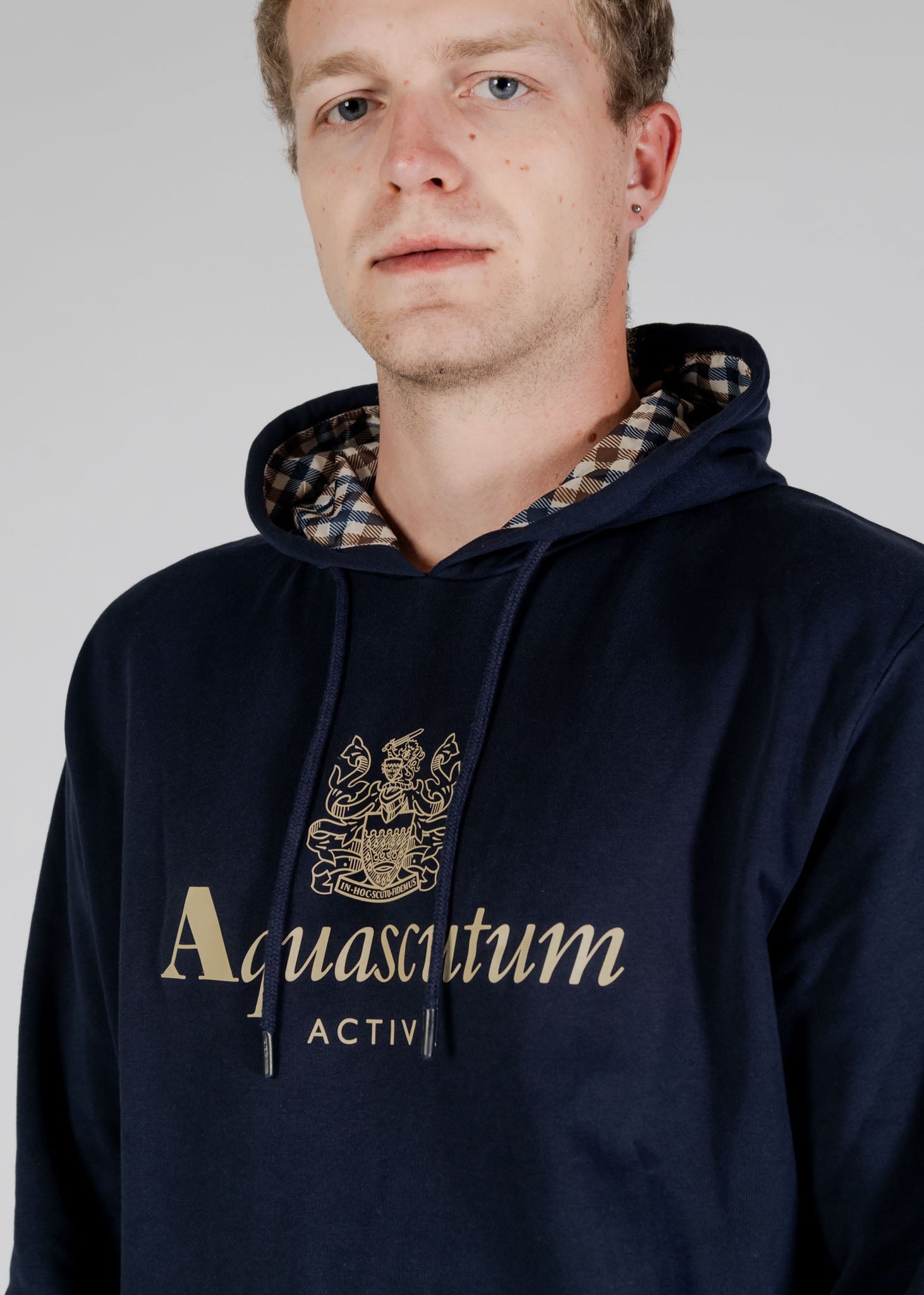 Aquascutum Hoodies Active big logo hoodie - navy