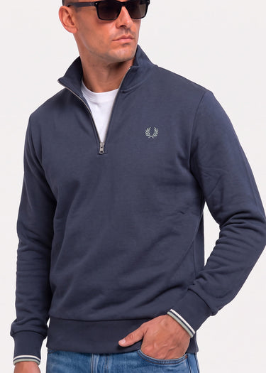 Fred Perry Truien Half zip sweatshirt - dark airforce ecru seagrass